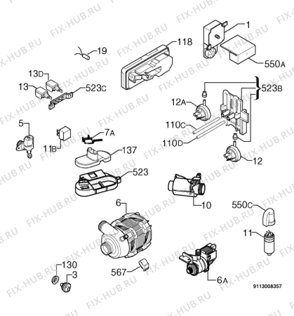 Взрыв-схема посудомоечной машины Zanussi ZDI6054SX - Схема узла Electrical equipment 268